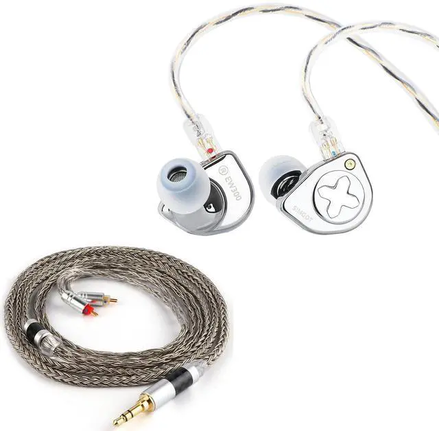 Main image of SIMGOT EW300 1DD+1Planar+1PZT Hybrid Driver in Ear Monitor, Wired Earbuds IEM & Tripowin Zonie 16 Core Silver Plated IEM Cable