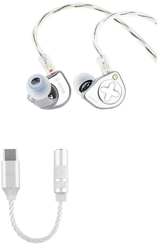 Main image of SIMGOT EW300 1DD+1Planar+1PZT Hybrid Driver in Ear Monitor, Wired Earbuds IEM Kiwi Ears AD1 Type-C to 3.5mm Female Headphone DAC Adapter Cable, USB C to Aux IEM Dongle with KT02H20