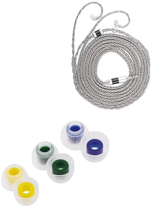 Main image of Tripowin Zonie IEM Cable, 2m Long Earbud Cord, 16 Core Silver Plated Earphone Cable(Recessed 2Pin) + TANGZU Tang Sancai in Ear Monitor Ear Plugs