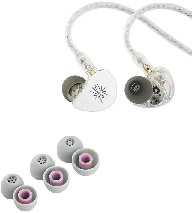 Main image of Kiwi Ears Belle 10mm DLC Dynamic Driver in-Ear Monitor, HiFi Wired Earbuds with Dual Silver-Plated Cables(Without MIC, Silver) + Kiwi Ears Flex Earbud Tips