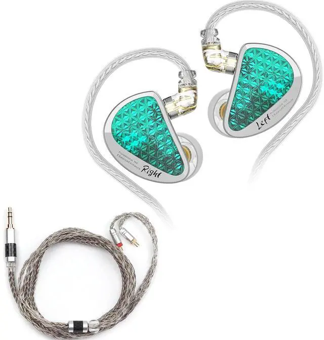Main image of KZ AS16 Pro in Ear Earphones((Cyan, Without Mic)) + Tripowin Zonie 16 Core Cable(2pin-0.78mm, 3.5mm, Grey)