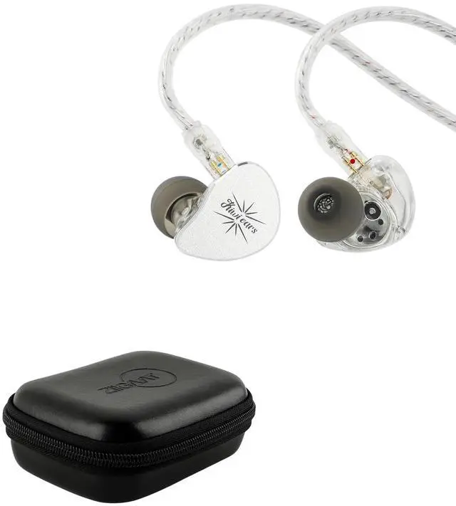 Main image of Kiwi Ears Belle 10mm DLC Dynamic Driver in-Ear Monitor, HiFi Wired Earbuds with Dual Silver-Plated Cables(Without MIC, Silver) ZiiGaat PELLEPOD Leather Earbud Case