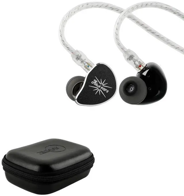 Main image of Kiwi Ears Belle 10mm DLC Dynamic Driver in-Ear Monitor, HiFi Wired Earbuds(Without MIC, Black) ZiiGaat PELLEPOD Leather Earbud Case