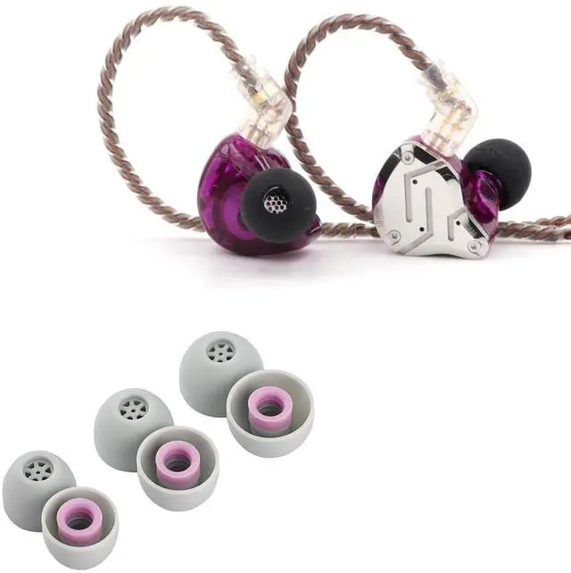 Main image of KZ ZS10 Pro 4BA+1DD 5 Driver in Ear Monitor(Without Mic, Purple) + Kiwi Ears Flex Earbud Tips, 3 Pairs, S/M/L Size