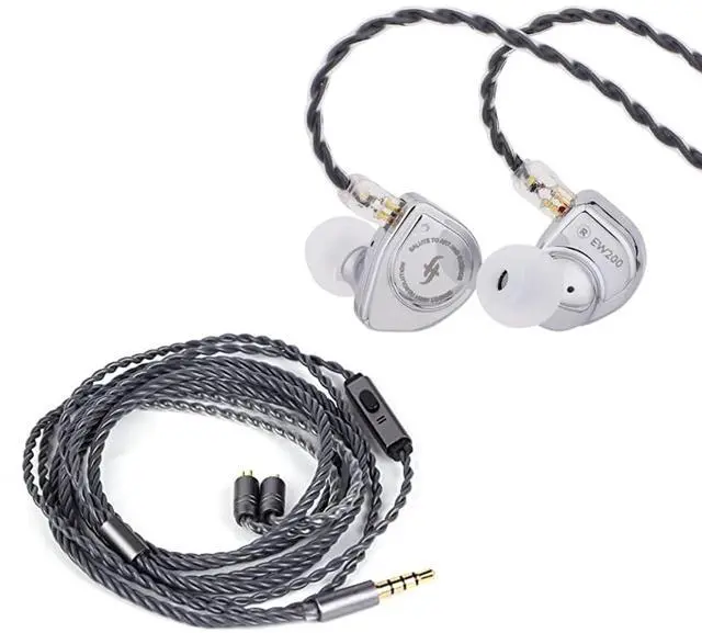Main image of SIMGOT EW200 10mm SCP Diaphragm Dynamic Driver in-Ear Earphones (EW200 with Mic) + Tripowin Grace Silver-Plated Oxygen Free Copper OFC in Ear Earphone Cable