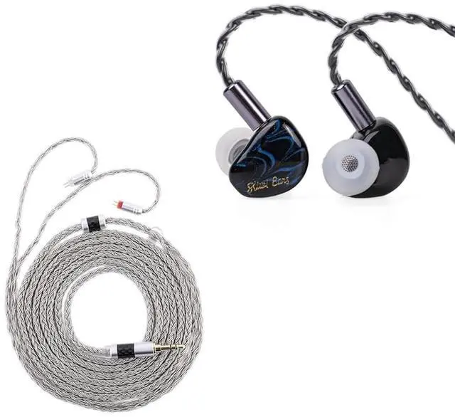 Main image of Kiwi Ears Cadenza 10mm Beryllium Dynamic Driver IEM (Blue)+Tripowin Zonie 2m IEM Cable(2Pin, Grey)