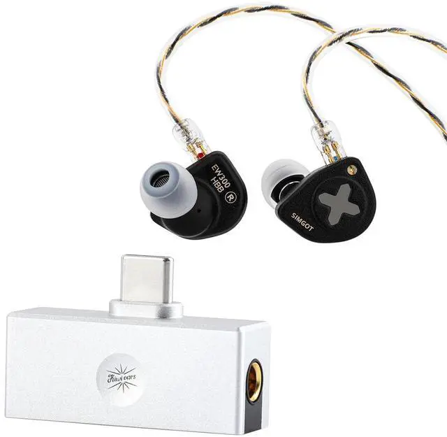 Main image of SIMGOT EW300 1DD+1Planar+1PZT Hybrid Driver in Ear Monitor, Wired Earbuds IEM, Gaming Earbuds with Detachable Nozzles & Kiwi Ears Allegro Mini Portable IEM DAC, in Ear Monitor Amplifier