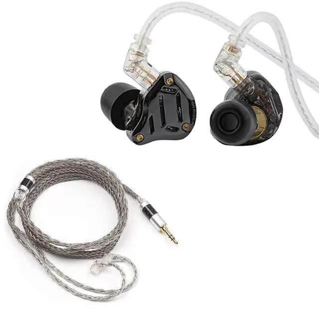Main image of KZ ZS10 PRO 2 1DD+4BA in Ear Monitor IEM(Black, with Mic) + Tripowin Zonie 16 Core Silver Plated IEM Cable(Recessed 2pin, 3.5mm, Grey)