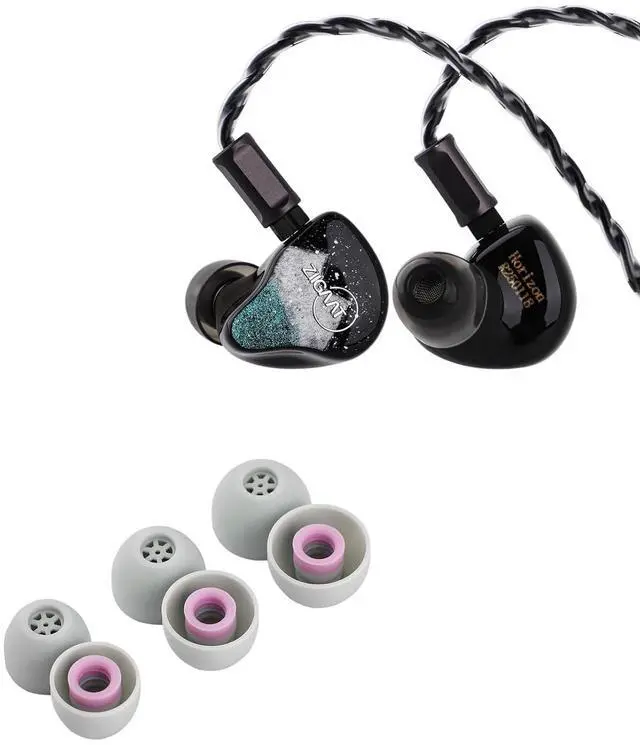 Main image of ZiiGaat Horizon in Ear Monitor, 1DD+2BA+2 Planar HiFi Wired Earbuds Kiwi Ears Flex Earbud Tips, Replacement Silicone IEM Tips