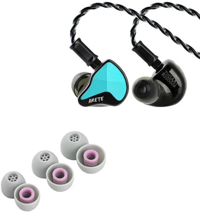 Main image of ZiiGaat x Fresh Reviews Arete II IEM,2nd Gen 1DD+4BA Hybrid in Ear Monitor,Wired HiFi Earbuds (Blue) + Kiwi Ears Flex Earbud Tips, Replacement Silicone IEM Tips
