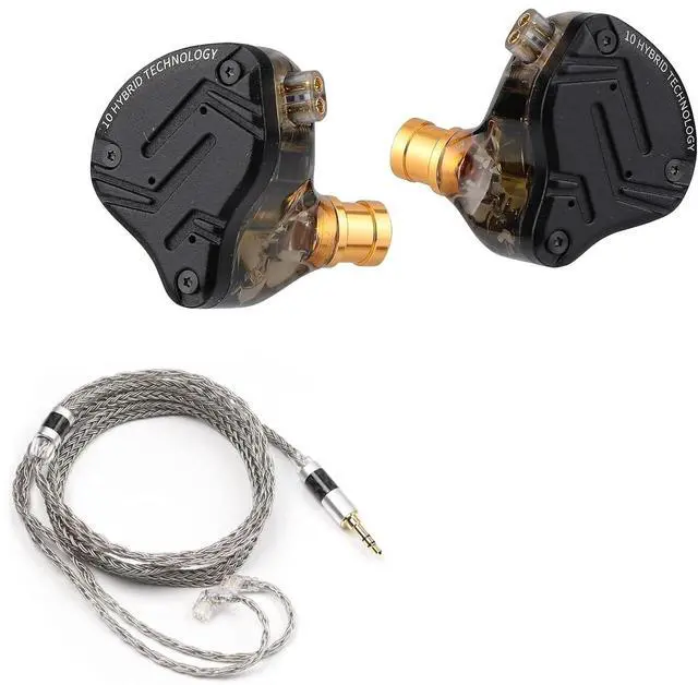 Main image of KZ ZS10 PRO X HiFi in Ear Earphones(Without Mic, Black) + Tripowin Zonie IEM Cable(Recessed 2pin, 3.5mm, Grey)