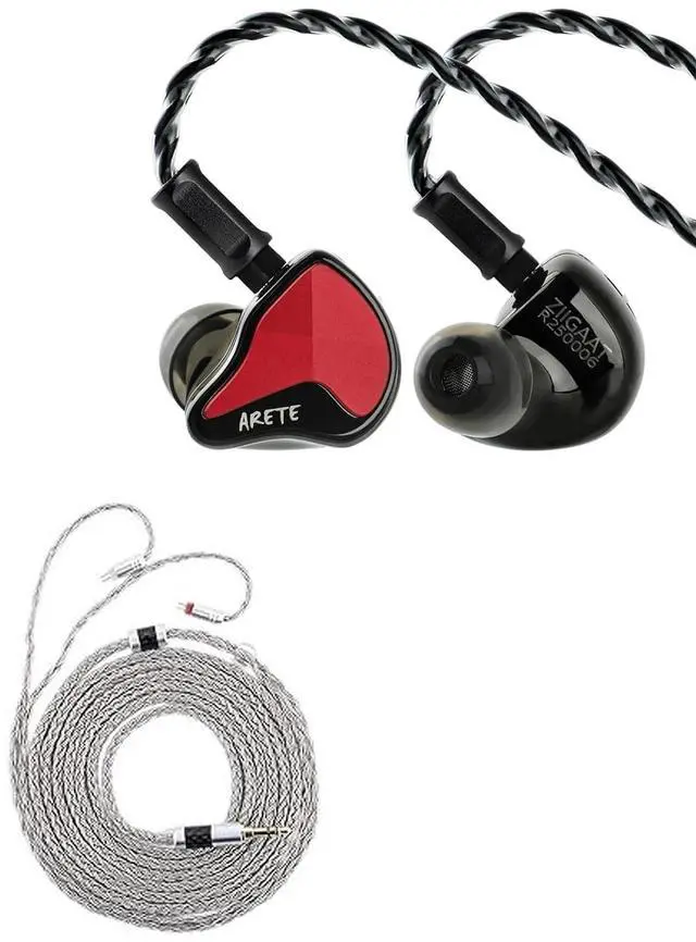 Main image of ZiiGaat x Fresh Reviews Arete II IEM,2nd Gen 1DD+4BA Hybrid in Ear Monitor,Wired HiFi Earbuds(Red) + Tripowin Zonie IEM Cable, 2m Long Earbud Cord2Pin