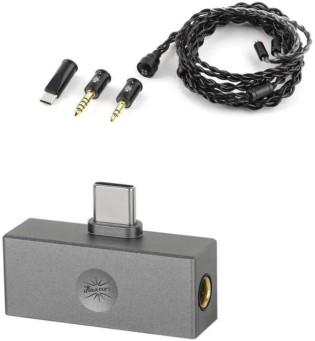 Main image of Kiwi Ears x B_Media Terras IEM Cable, with Type-C USB C/3.5mm/4.4mm Plug,4N Single Crystal Copper 32AWG 4-Core in Ear Monitor Cord + Kiwi Ears Allegro Mini Portable IEM DAC
