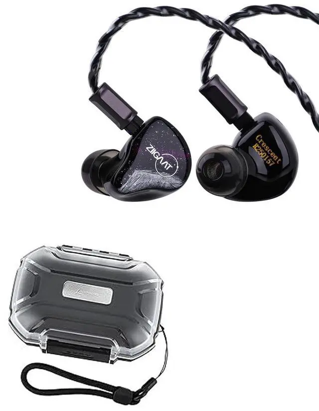 Main image of ZiiGaat Crescent in Ear Monitor, Premium 2DD+2BA Hybrid IEM Earphone, Isobaric Bass + LC02 in Ear Monitor Case, Portable Earbud Hard Case, Waterproof Earphone Storage Box
