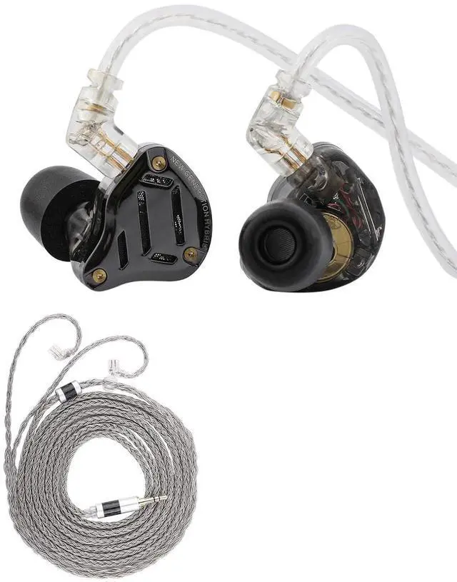 Main image of KZ ZS10 PRO 2 in Ear Monitor IEM (Black, Without Mic) + Tripowin Zonie 2m IEM Cable(Recessed 2Pin, Grey)