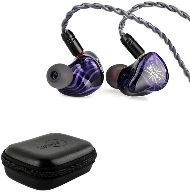 Main image of Kiwi Ears Quartet 2DD+2BA Hybrid in-Ear Monitor, HiFi Earphones + ZiiGaat PELLEPOD Leather Earbud Case