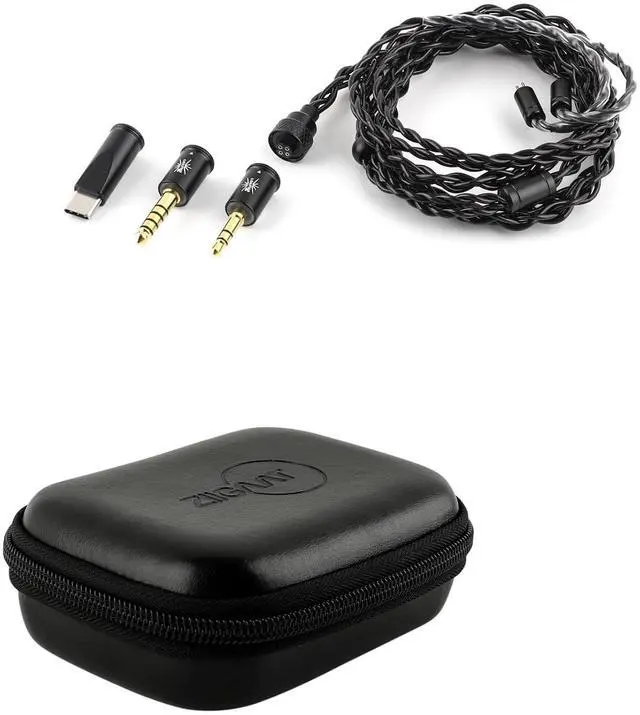 Main image of Kiwi Ears x B_Media Terras IEM Cable, with Type-C USB C/3.5mm/4.4mm Plug,4N Single Crystal Copper 32AWG 4-Core in Ear Monitor Cord + ZiiGaat PELLEPOD Leather Earbud Case
