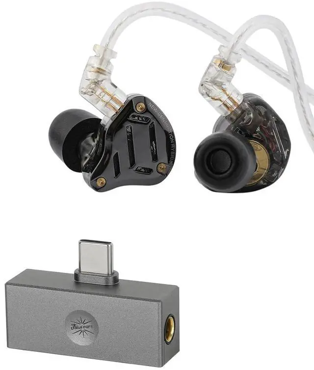 Main image of KZ ZS10 PRO 2 in Ear Monitor IEM, 1DD+4BA Hybrid Wired Earbuds + Kiwi Ears Allegro Mini Portable IEM DAC, in Ear Monitor Amplifier