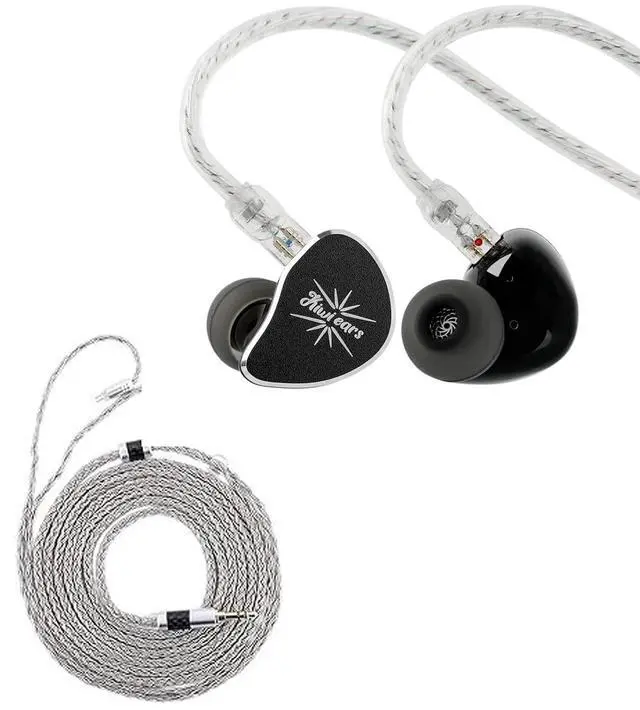 Main image of Kiwi Ears Belle 10mm DLC Dynamic Driver in-Ear Monitor, HiFi Wired Earbuds (Without MIC, Black) + Tripowin Zonie IEM Cable, 2m Long Earbud Cord