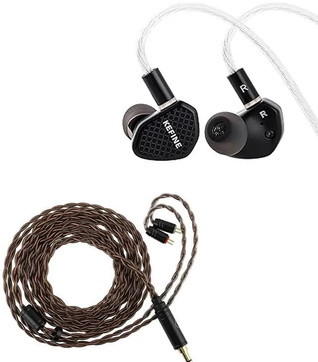 Main image of Kefine Klean in Ear Monitor,10mm DLC Diaphragm Dynamic Driver HiFi Earphones,Wired Gaming Earbuds,Replaceable Nozzles (No Mic 3.5mm, Black) ZiiGaat Z-01 IEM Cable, 4 Core Single