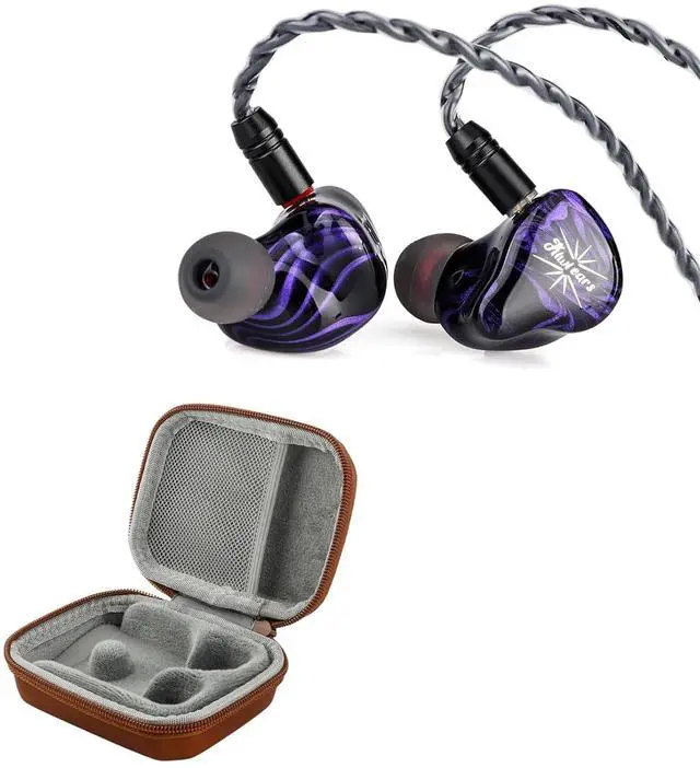 Main image of Kiwi Ears Quartet 2DD+2BA Hybrid in-Ear Monitor, HiFi Earphones + ZiiGaat PELLEPOD Leather Earbud Case