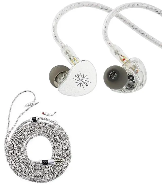 Main image of Kiwi Ears Belle 10mm DLC Dynamic Driver in-Ear Monitor, HiFi Wired Earbuds with Dual Silver-Plated Cables (Without MIC, Silver) + Tripowin Zonie IEM Cable 2M