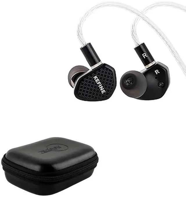 Main image of Kefine Klean in Ear Monitor,10mm DLC Diaphragm Dynamic Driver HiFi Earphones,Wired Gaming Earbuds,Replaceable Nozzles + ZiiGaat PELLEPOD Leather Earbud Case, Waterproof IEM Storage Box