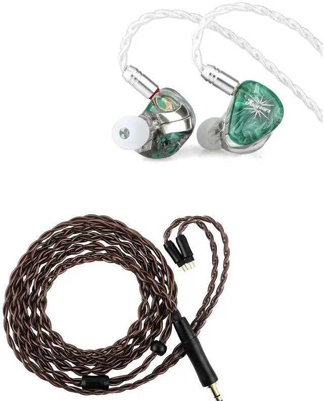 Main image of Kiwi Ears Orchestra Lite Performance Custom 8BA in-Ear Monitor IEM with Detachable 4-core 7N Oxygen-Free Copper OFC Cable (Green) Kiwi Ears Terras IEM Cable,4N Single Crystal Copper