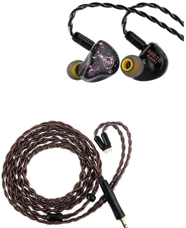 Main image of ZiiGaat x Fresh Reviews Arete in Ear Monitor, 1DD+4BA Hybrid Earphone IEM, Wired Gaming Earbuds, Studio Monitor Tunning, with Detachable IEM Cable for Musician Audiophile(Black) + Click to