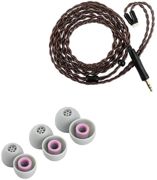 Main image of Kiwi Ears Terras IEM Cable,4N Single Crystal Copper 32AWG 4-Core in Ear Monitor Cord Kiwi Ears Flex Earbud Tips, Replacement Silicone IEM Tips, 3 Pairs, S/M/L Size, for KZ ZS10 Pro