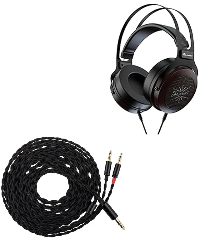 Main image of Kiwi Ears Altruva Over Ear Headphone, Hi-Fi 50mm Dynamic Driver Monitoring(Blackwood) + Tripowin Nova Monitor Headphone Cable, Over-Ear Wire (4.4mm, Black)