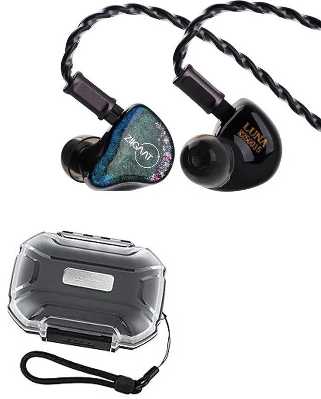 Main image of ZiiGaat Luna 6BA HiFi in Ear Monitor, Studio Monitor & Stage Performance IEM Earphones with Fast Response LC02 in Ear Monitor Case, Portable Earbud Hard Case