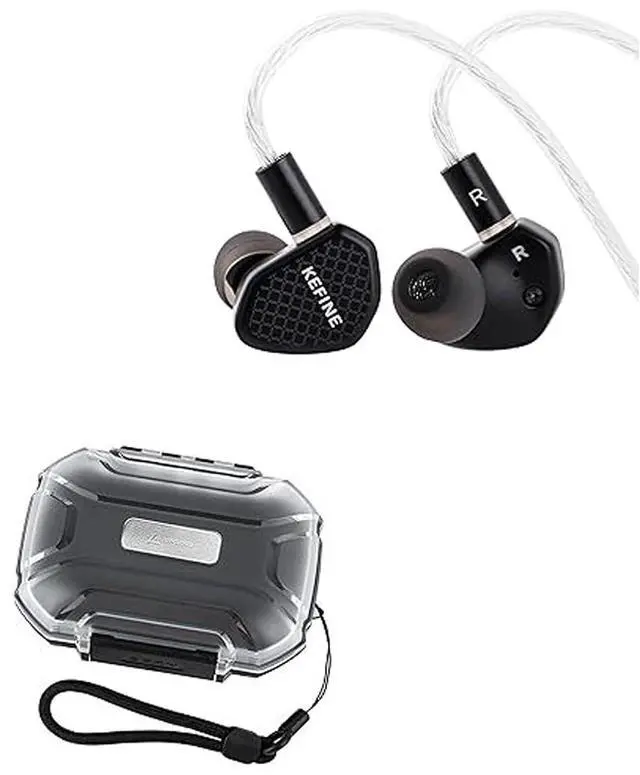 Main image of Kefine Klean in Ear Monitor,10mm DLC Diaphragm Dynamic Driver HiFi Earphones(No Mic 3.5mm, Black) LC02 in Ear Monitor Case, Portable Earbud Hard Case