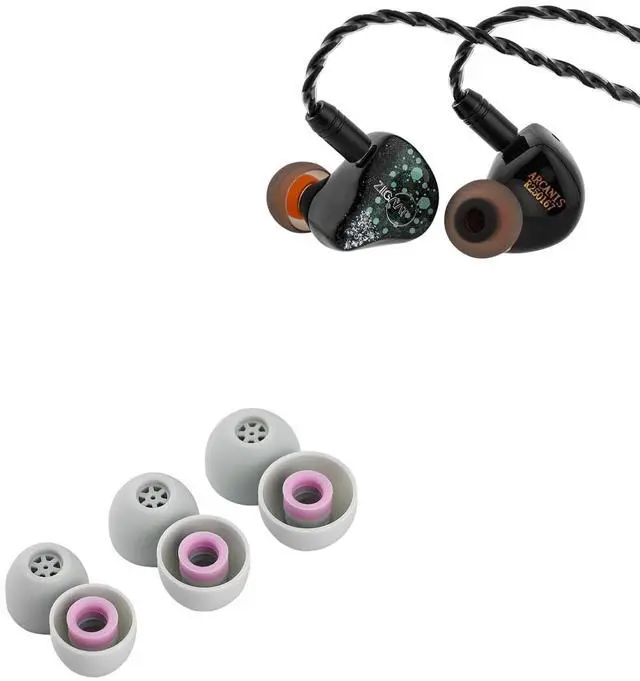Main image of ZiiGaat Arcanis in Ear Monitor, Professional 2DD+5BA Hybrid IEM Earphone + Kiwi Ears Flex Earbud Tips, Replacement Silicone IEM Tips