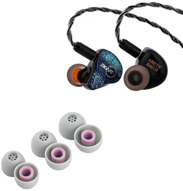 Main image of ZiiGaat x Fresh Reviews Arete in Ear Monitor + Kiwi Ears Flex Earbud Tips, Replacement Silicone IEM Tips, 3 Pairs, S/M/L Size