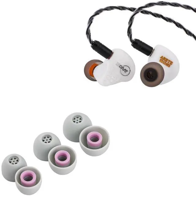 Main image of ZiiGaat x Fresh Reviews Arete in Ear Monitor, 1DD+4BA Hybrid Earphone IEM (White) Kiwi Ears Flex Earbud Tips, Replacement Silicone IEM Tips, 3 Pairs, S/M/L Size