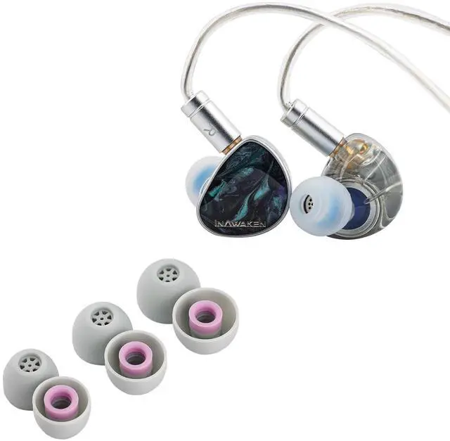 Main image of INAWAKEN Dawn Ms in Ear Monitor,11.2mm Dynamic Driver IEM,Wired Gaming Earbuds & Kiwi Ears Flex Earbud Tips, Replacement Silicone IEM Tips, 3 Pairs, S/M/L Size