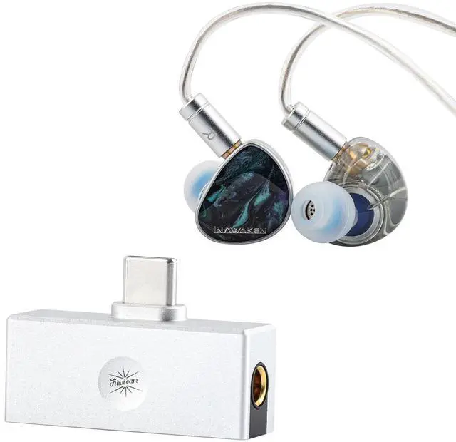 Main image of INAWAKEN Dawn Ms in Ear Monitor,11.2mm Dynamic Driver IEM,Wired Gaming Earbuds & Kiwi Ears Allegro Mini Portable IEM DAC, in Ear Monitor Amplifier, USB C to 3.5/4.4mm Output