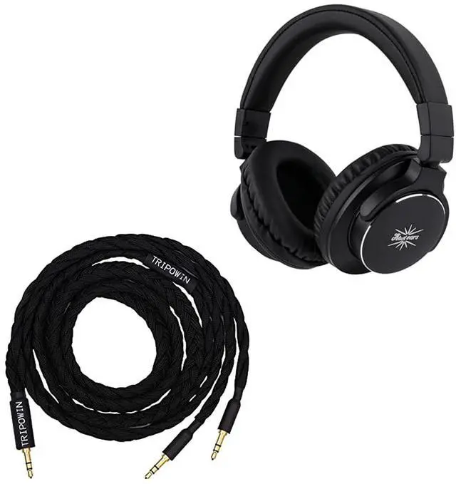 Main image of Kiwi Ears Division Over Ear Headphone (Black) + Tripowin GranVia Dual 3.5mm Connector to 3.5mm Stereo Headphone Cable