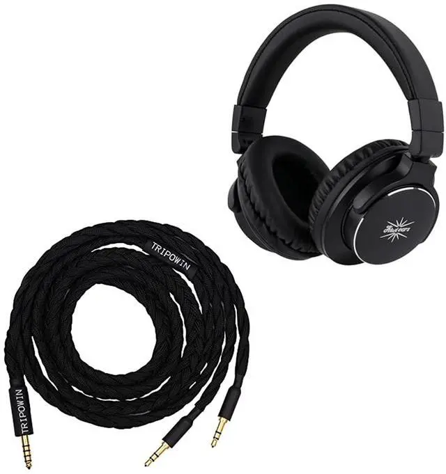 Main image of Kiwi Ears Division Over Ear Headphone (Black) + Tripowin GranVia Dual 3.5mm Connector to 4.4mm TRRRS Stereo Headphone Cable