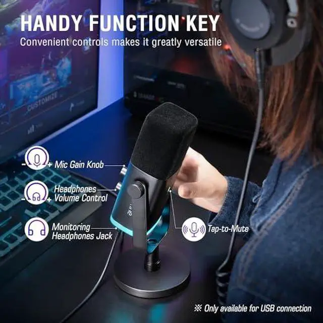 Alt view image 4 of 7 - Gaming Audio Mixer Bundle with Computer Streaming Microphone, 4-Channel RGB Mixer Set with XLR Interface, 48V Phantom Power, Dynamic Mic with Mute Button for Game Voice Podcast YouTube(SC3+AM8)
