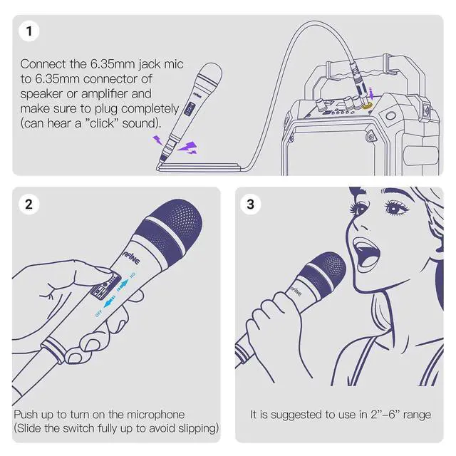 Alt view image 7 of 7 - K6 Karaoke Microphone, Dynamic Vocal Microphone for Singing