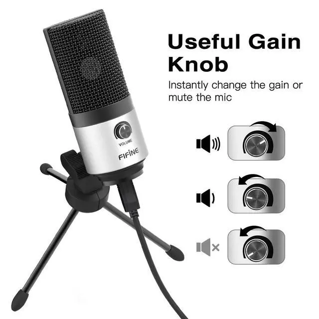 Alt view image 2 of 6 - K669 Silver USB Microphone for Zoom Video Meeting Online Class