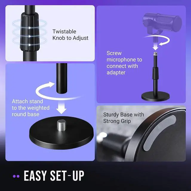 Alt view image 6 of 7 - BS1 Heavy-Duty Adjustable Desktop Mic Stand for Recording Streaming
