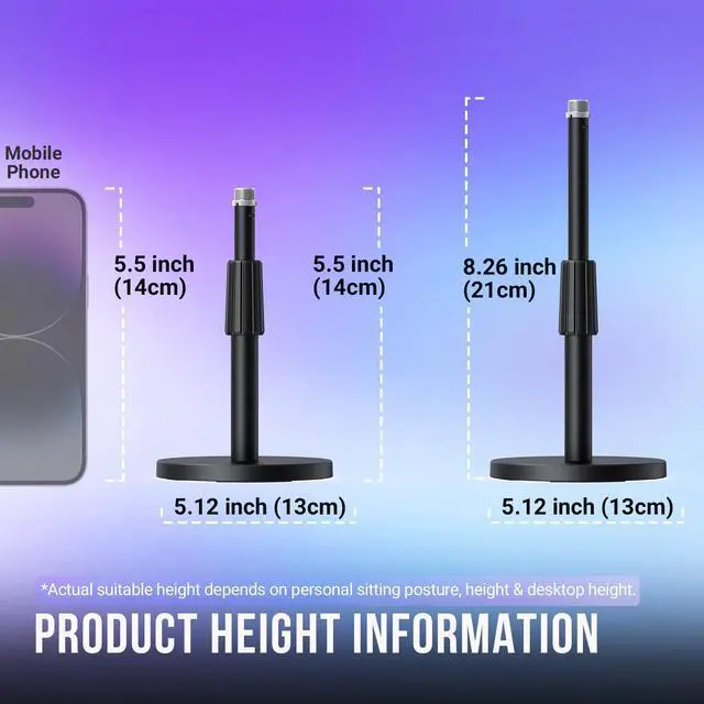 Alt view image 7 of 7 - BS1 Heavy-Duty Adjustable Desktop Mic Stand for Recording Streaming
