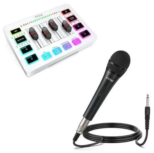 Main image of Karaoke Microphone and Audio Mixer Kit, Dynamic Vocal Mic for Speaker,Wired Handheld Mic with On and Off Switch,Gaming Streaming PC Mixer with Slider Fader,for Video/Podcast Recording(K6+SC3W)