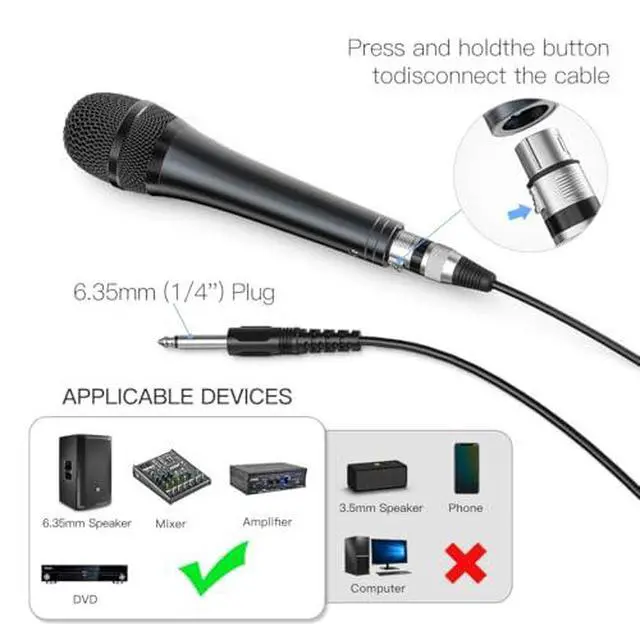 Alt view image 4 of 7 - Karaoke Microphone and Audio Mixer Kit, Dynamic Vocal Mic for Speaker,Wired Handheld Mic with On and Off Switch,Gaming Streaming PC Mixer with Slider Fader,for Video/Podcast Recording(K6+SC3W)