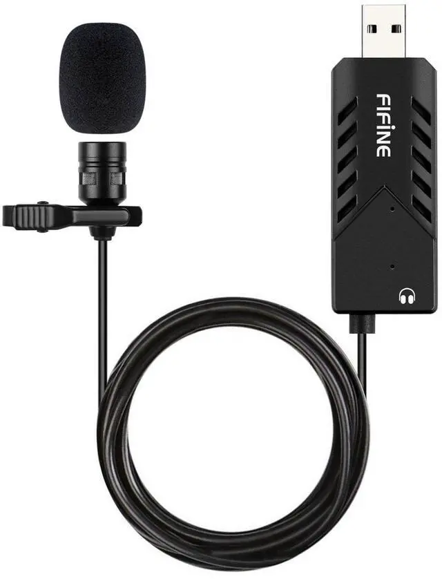 Main image of USB Lavalier Lapel Microphone, Clip-on Cardioid Condenser Computer Mic Plug and Play USB Microphone with Sound Card for PC and Mac-K053