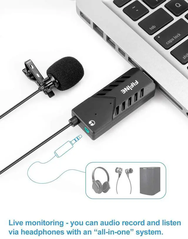 Alt view image 3 of 7 - USB Lavalier Lapel Microphone, Clip-on Cardioid Condenser Computer Mic Plug and Play USB Microphone with Sound Card for PC and Mac-K053