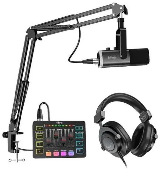 Main image of Stream Microphone Kit with Gaming Audio Mixer, 10ft XLR Cable Wire, Recording Headphone for Podcast Studio Music Creation